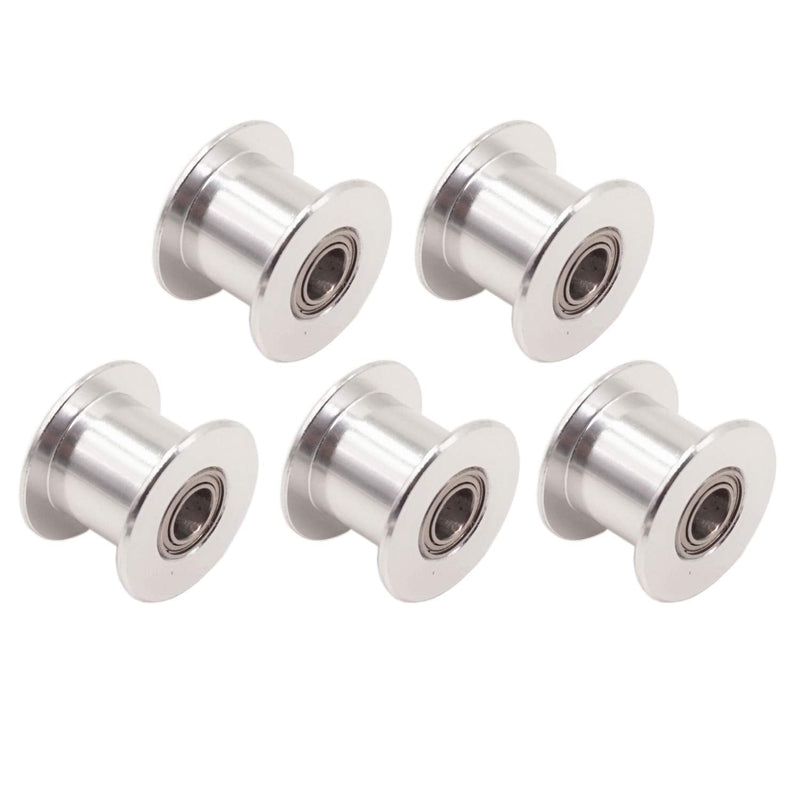 WINSINN GT2 Idler Pulley 20 Toothless 5mm Bore 10mm Width Timing Pulley Wheel Aluminum for 3D Printer (Pack of 5Pcs) 10mm Belt 20T Toothless 5mm Bore