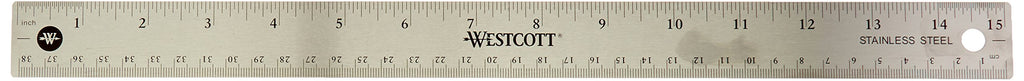 Westcott Stainless Steel Rulers - 15" Length 1" Width - 1/16, 1/32 Graduations (10416BX)