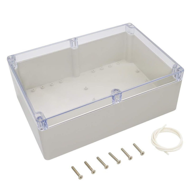 LeMotech ABS Plastic Junction Box Dustproof Waterproof IP65 Electrical Enclosure Box Universal Project Enclosure Grey with PC Transparent Clear Cover 10.4 x 7.2 x 3.7 inch (263 x 182 x 95 mm) 10.4" x 7.2" x 3.7"