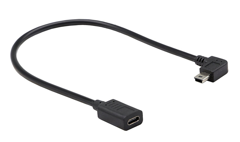 zdyCGTime (30CM) Mini USB to USB C Cable, USB Type C Female to 90 Degree Mini USB Male Extension Cable Simultaneously Data Sync and Charging Cable for Phonesã€Computersã€Tablets (90 Degree Mini USB)