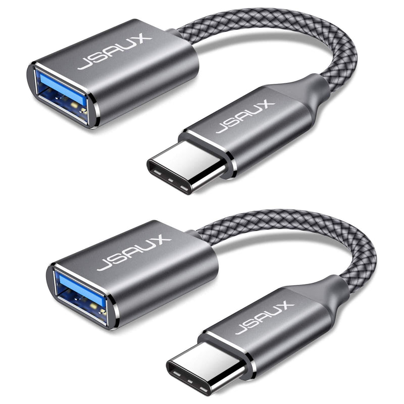 USB C to USB Adapter [2 Pack], JSAUX USB Type C Male to USB 3.0 Female OTG Cable Thunderbolt3 to USB Adapter Compatible with MacBook Pro/Air 2019 2018 2017, Samsung Galaxy S20 S20+ Ultra Note 10 S9 S8 Grey