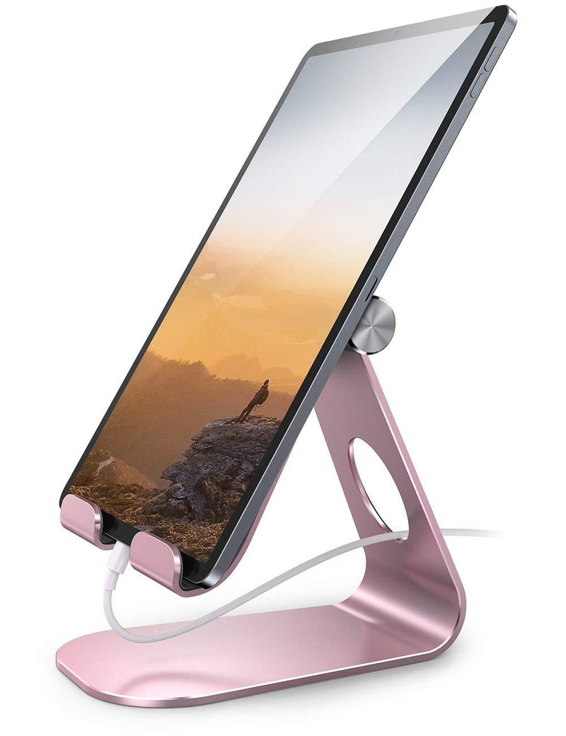 Tablet Stand Adjustable, Lamicall Tablet Stand : Desktop Stand Holder Dock Compatible with Tablet Such as iPad 2018 Pro 9.7, 10.5, Air Mini 4 3 2, Kindle, Nexus, Tab, E-Reader (4-13'') - Rose Gold