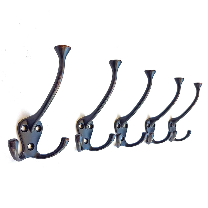 5 Pack Ambipolar TriLeg Hook, Heavy Duty Big Triple Leg / Double Coat Hooks Base. Entryway Coat Hooks, Scarf and Jacket Hangers.Perfect Bath Towel Heavy Hooks (5 Pack, Oil Rubbed Bronze) Oil-Rubbed Bronze