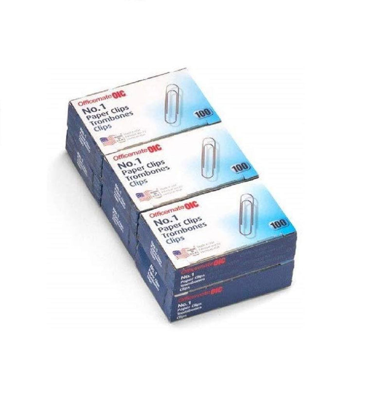 Officemate No.1 Smooth Paper Clips, Pack of 6 Boxes of 100 Clips Each, 600 Clips Total (99911-6PK) 6 pack