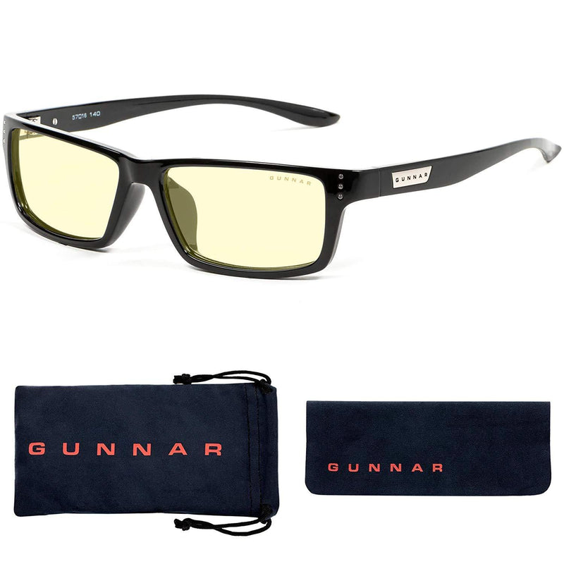 GUNNAR - Gaming and Computer Glasses - Blocks 65% Blue Light - Riot, Onyx, Amber Tint Onyx Frame/Amber Lens