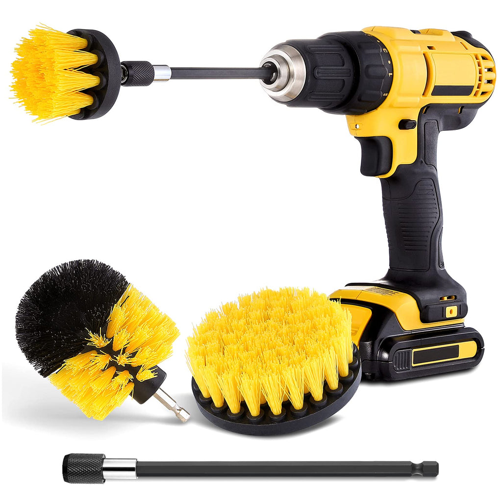 Drill Brush Attachment Set - Power Scrubber Brush Cleaning Kit - All Purpose Drill Brush with Extend Attachment for Bathroom Surfaces, Grout, Floor, Tub, Shower, Tile, Kitchen and Car