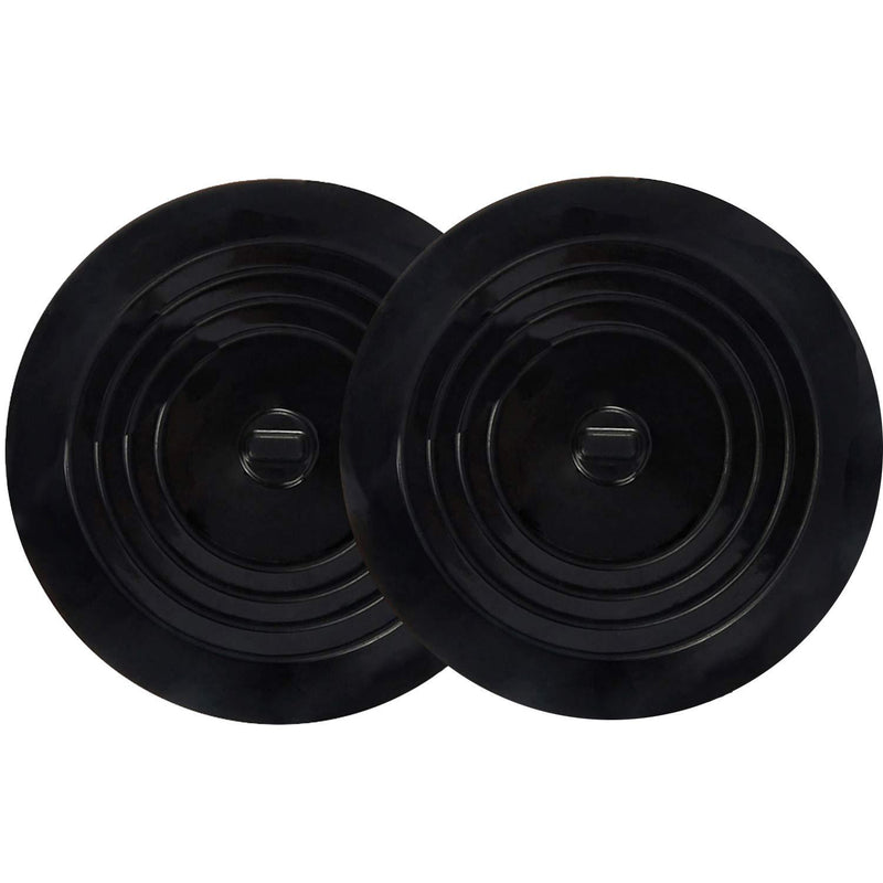V-TOP Tub Stopper 2 Pack, 6 inches Large Silicone Drain Plug Hair Stopper Flat Suction Cover for Kitchen Bathroom and Laundry Black
