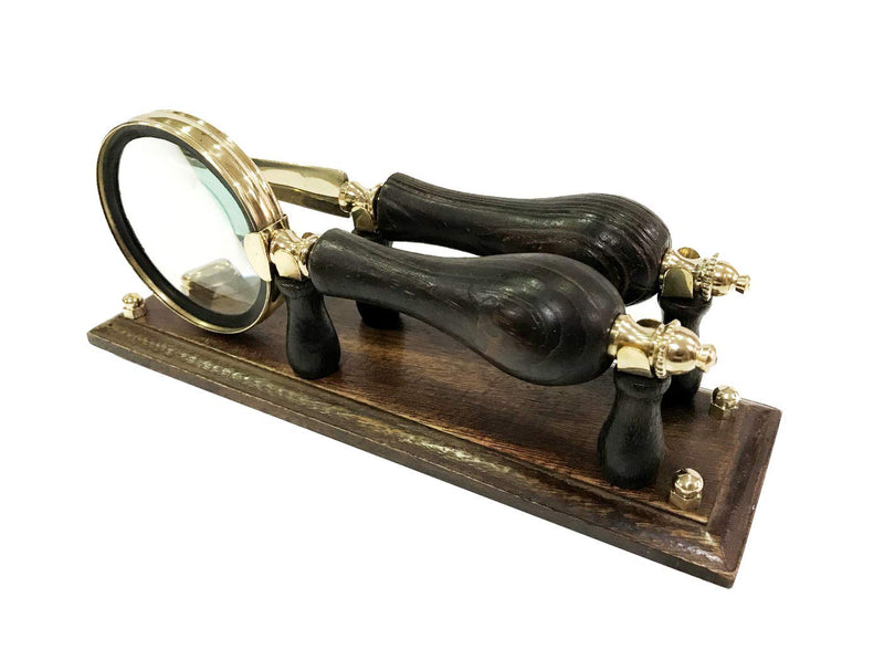 Marine Nautical Store Decorative Brass Magnifying Glass & Letter Opener on Stand Desk Top Office Decor