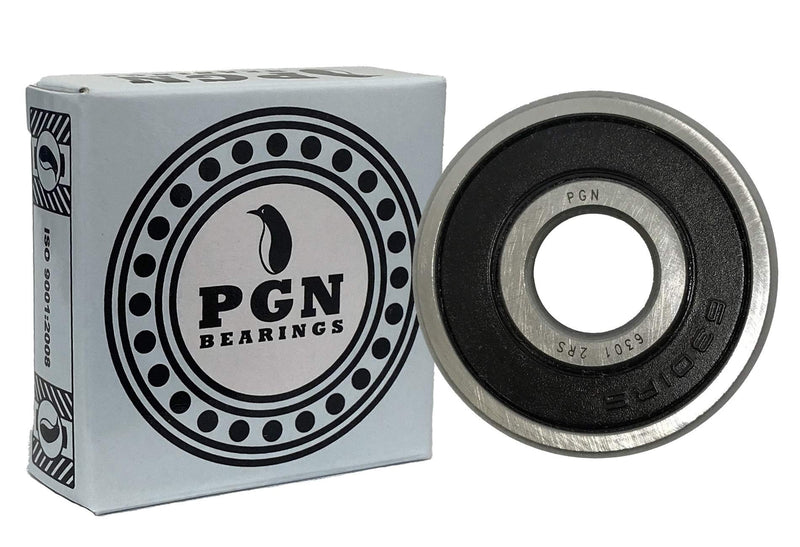 (2 Pack) PGN 6301-2RS Sealed Ball Bearing - C3 Clearance - 12x37x12 - Lubricated - Chrome Steel