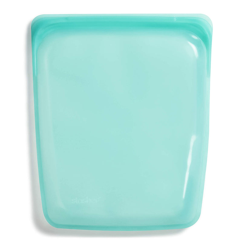 Stasher Platinum Silicone Food Grade Reusable Storage Bag, Aqua (1/2 Gallon) | Reduce Single-Use Plastic | Cook, Store, Sous Vide, or Freeze | Leakproof, Dishwasher-Safe, Eco-friendly | 64 Oz Aqua 1/2 Gallon