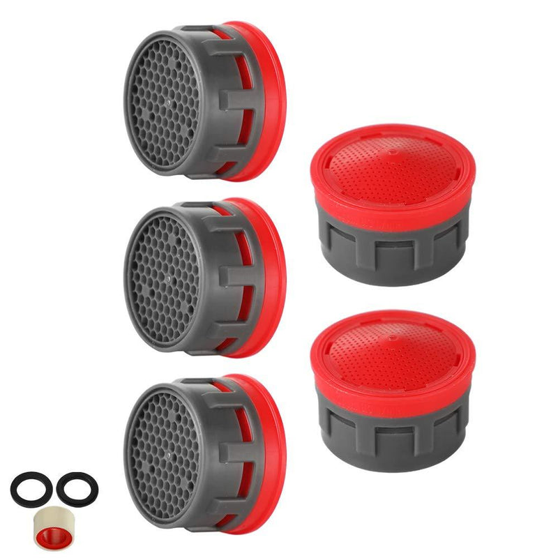 JQK Faucet Aerator, 2.2 GPM Flow Retrictor Insert Faucet Aerators Replacement Parts Bathroom 5 Pack, Standard Size, FAN22-P5 Red - 2.2 gpm