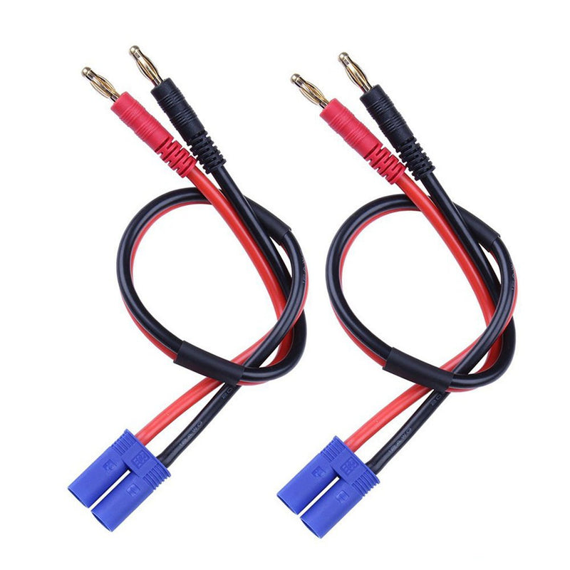FLY RC 2pcs EC5 Male Connector to 4.0mm Banana Male Plug Lipo Battery Balance Charging Cable 30cm Silicone Wire Charger Cable Adapter for RC Helicopter Vehicle Toys 2 Pcs EC5 charge cable
