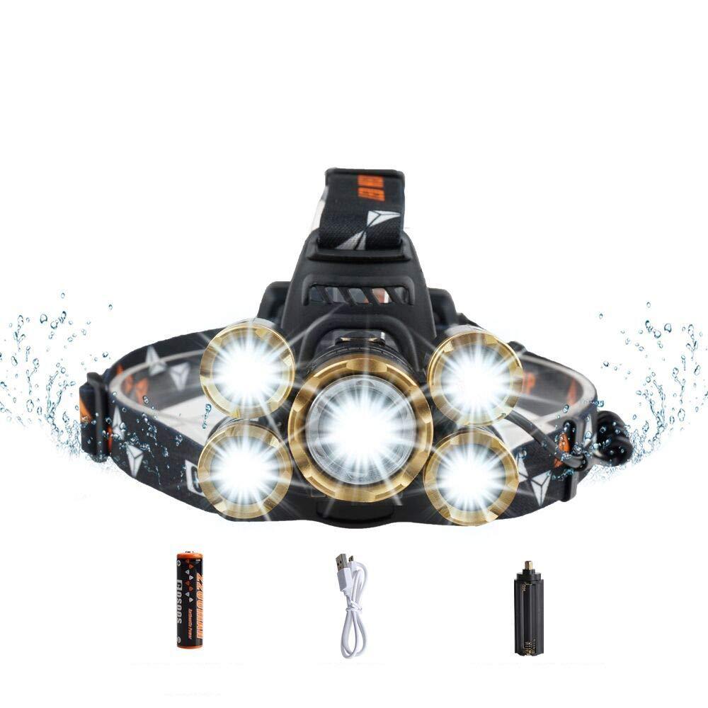 Rechargeable Headlamp Flashlight,COSOOS Bright LED Headlamp,3500 Lumen 4-Mode Headlight,Waterproof, Zoomable Headlamp for Adults, Head Lamp for Hardhat, Li-ion Battery Included