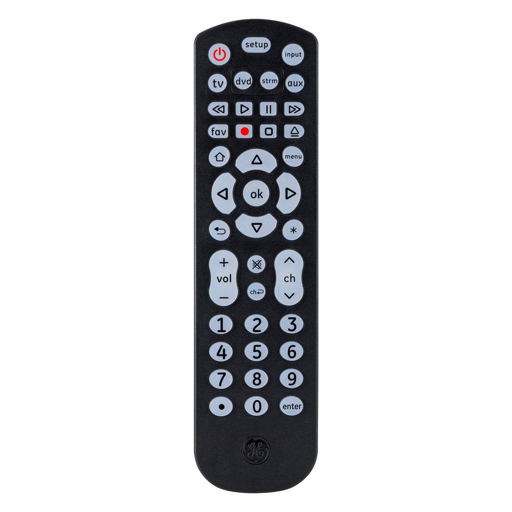 GE Backlit Universal Remote Control for Samsung, Vizio, LG, Sony, Sharp, Roku, Apple TV, TCL, Panasonic, Smart TV, Streaming Players, Blu-Ray, DVD, 4-Device, Black, 40081 Blue Backlit