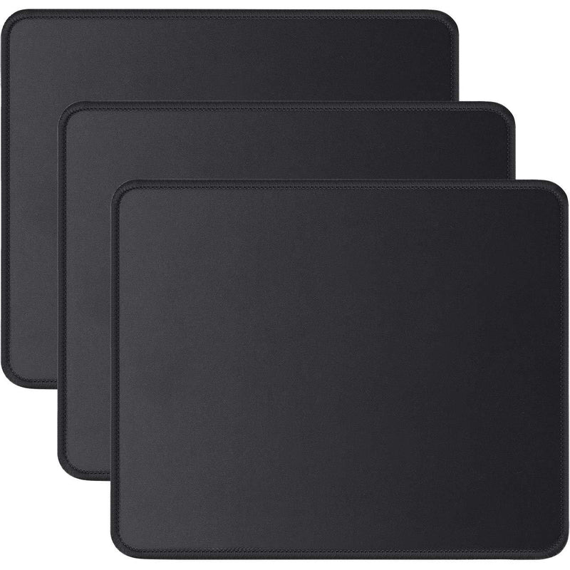 JIKIOU 3 Pack Mouse Pad with Stitched Edge, Comfortable Mouse Pads with Non-Slip Rubber Base, Washable Mousepads Bulk with Lycra Cloth, Mouse Pads for Computers Laptop Mouse 10.2x8.3x0.12inch Black