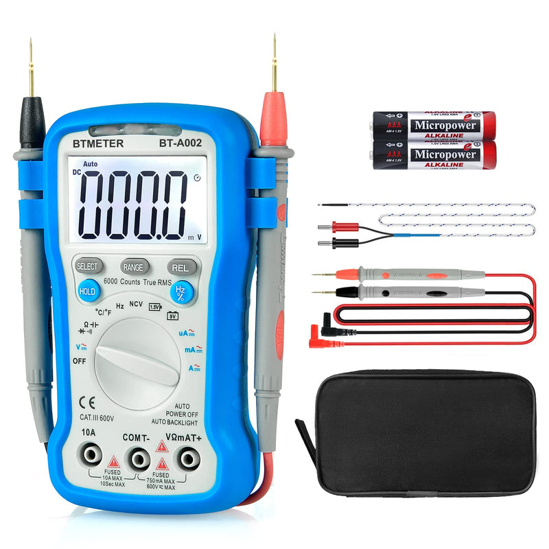 BTMETER BT-39C True RMS Digital Multimeter Auto Ranging for AC DC Voltage,Current, Resistance, Capacitance Tester with Temp Battery LED Test Auto Backlit