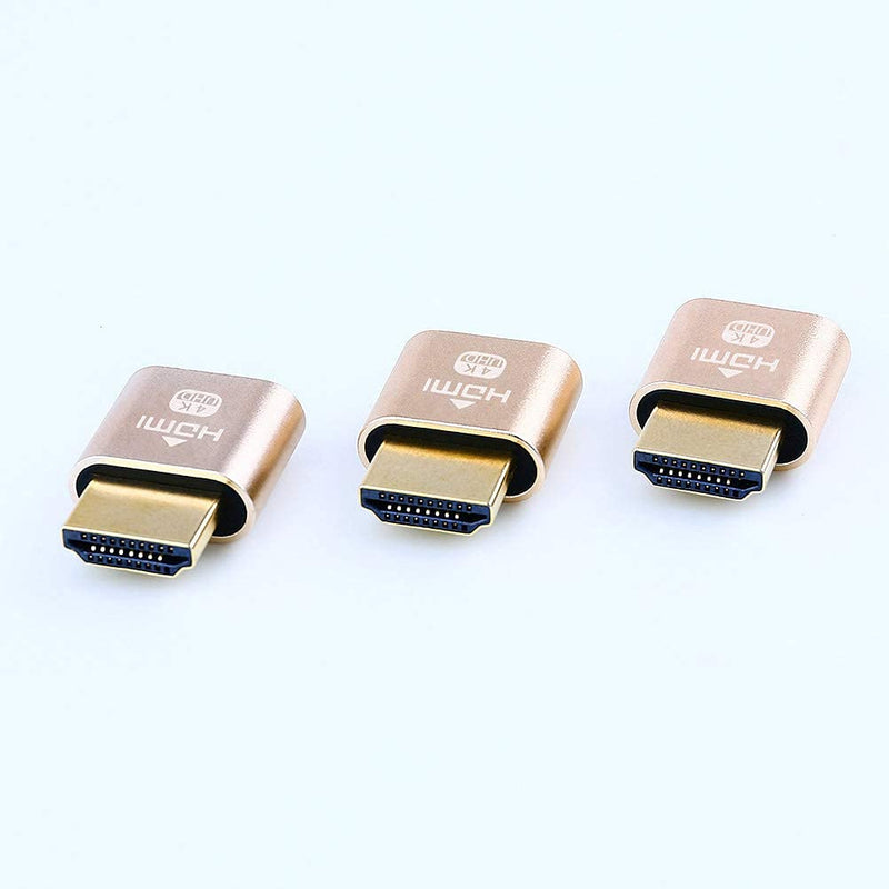 DTECH HDMI Dummy Plug 4K Display Emulator Compatible with Windows Mac OSX Linux (fit-Headless, 3 Pack)