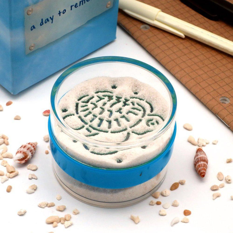Canplow Sand Paperweight 2.5- inch Round, Flip Over to See Turtle & Dolphin Sand Pattern, Beach Sand Inside …