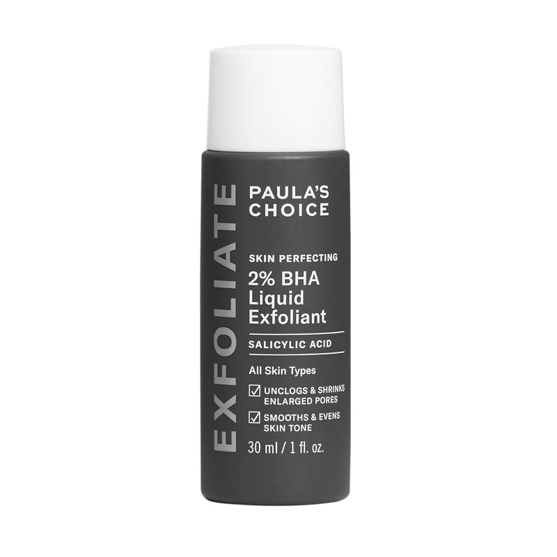 Paula's Choice Skin Perfecting 2% BHA Liquid Salicylic Acid Exfoliant, Gentle Facial Exfoliator for Blackheads, Large Pores, Wrinkles & Fine Lines, Travel Size, 1 Fluid Ounce - PACKAGING MAY VARY 1 Fl Oz (Pack of 1)
