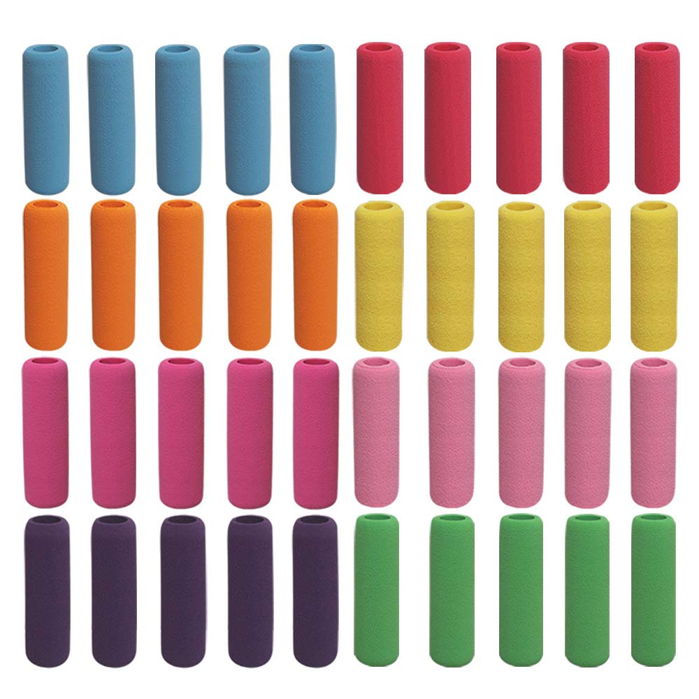 Soft Cushion Pencil Grips 40 Pcs Writing Drawing Aid Pen Holder for Kids, Students, Adults Random Assorted Color