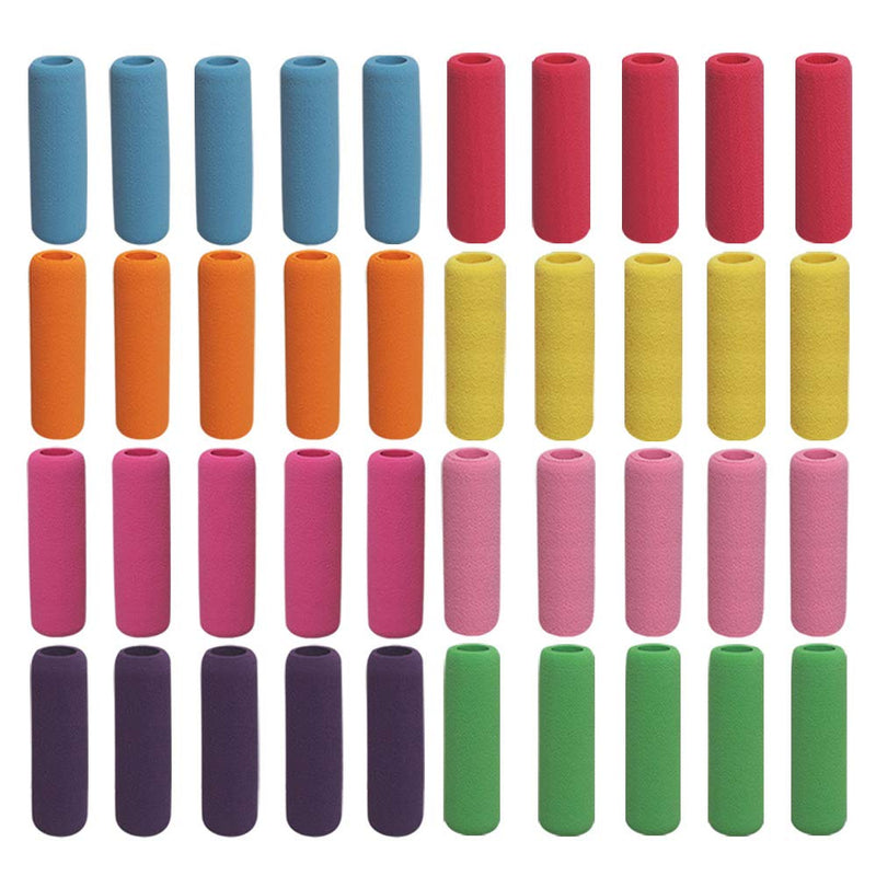 Soft Cushion Pencil Grips 40 Pcs Writing Drawing Aid Pen Holder for Kids, Students, Adults Random Assorted Color