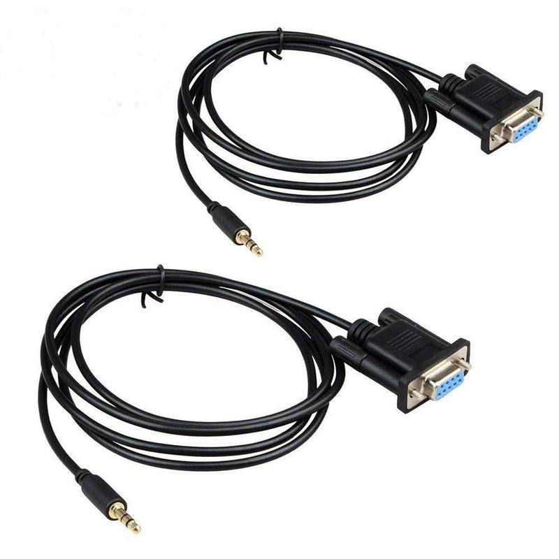 LIANSHU 2Pack DB9Pin Female to DC3.5mm Serial Cable-6 Feet Black (2Pack)