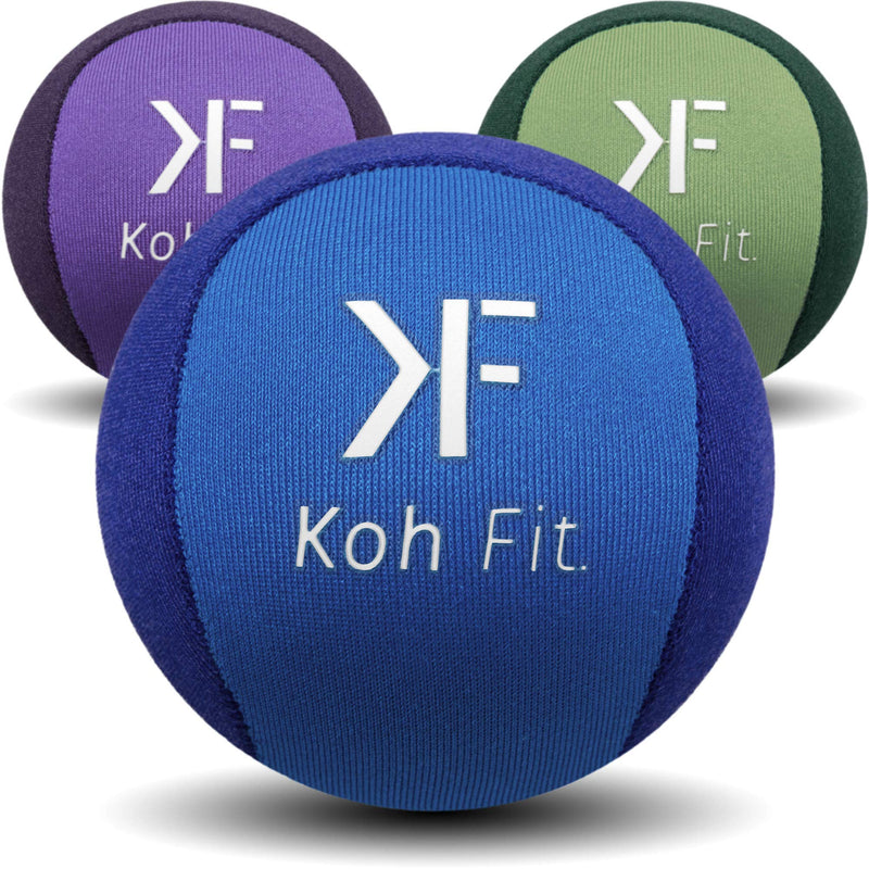 Koh Fit Stress Ball Multipacks for Adults - Stress Reliever Squeeze Balls - for Hand Therapy and Stress Relief Blue, Purple & Green (3 Balls)