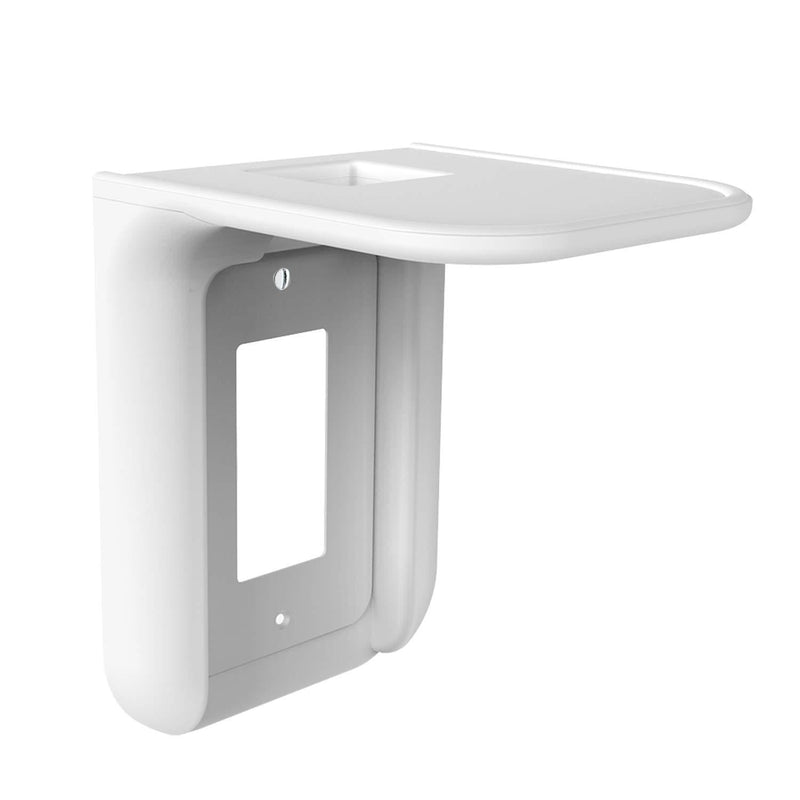 WALI Wall Bathroom Shelf Standard Vertical Duplex Décor Outlet with Cable Channel for Cell Phone, Dot 1st and 2nd 3rd Gen, Google Home, Speaker up to 10 lbs (OLS001-W), 1 Pack, White