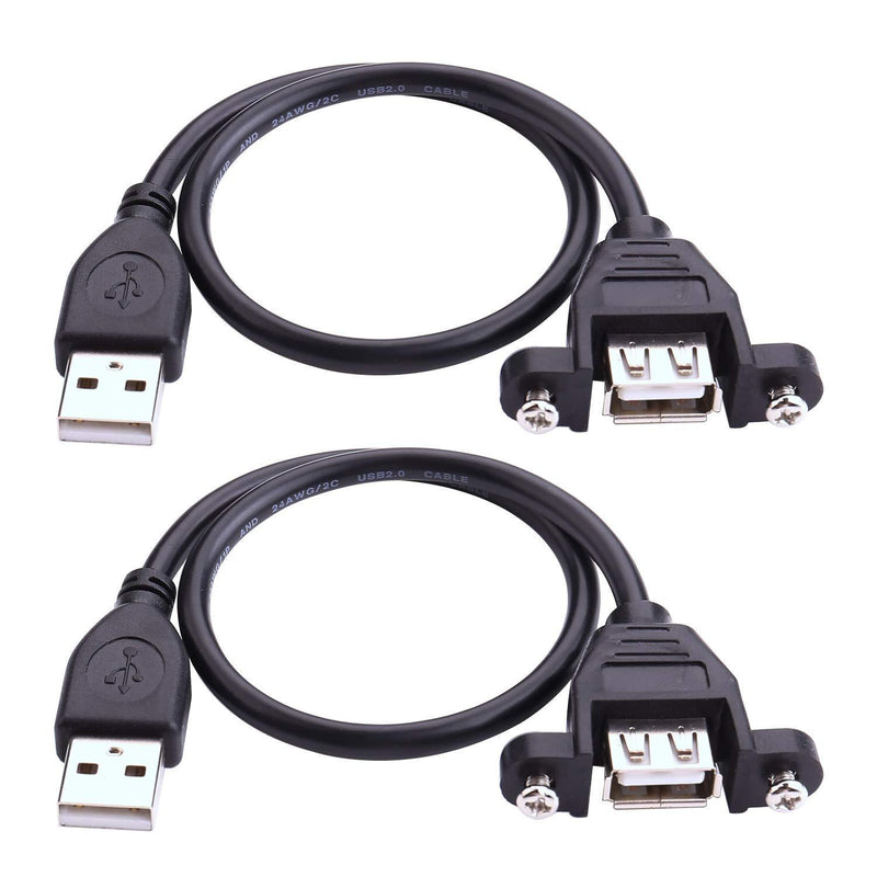 USB Extension Cable - iGreely 2Pack 1Ft/30cm USB 2.0 Panel-Mount Type A Male to Type A Female Cable USB2.0