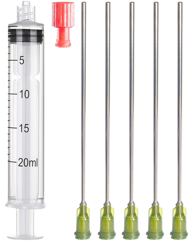 20Milliliter Industrial Syringe with Luer Lock Needles 4" and Storage Cap | Liquids Filling and Dispensing | Glue Application