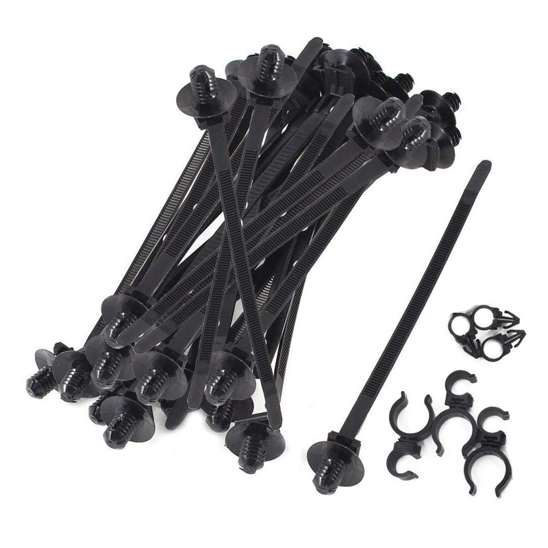 S SYDIEN 50Pcs Black Fir Tree Nylon Push Mount Cable Zip Tie 8.3"x0.18" 210mm(50Pcs)