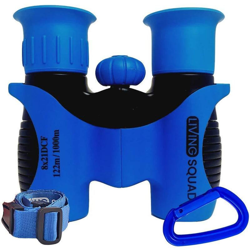 Kids Binoculars 8x21 Age 3-12, Shock Proof Compact Binoculars for Kids, High Resolution Optics for Bird Watching, Stargazing, Hunting, Hiking, Travel, Spy Games, Kids Learning Blue/Black
