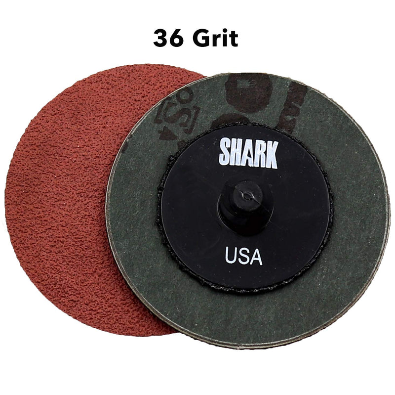 SHARK 13231 2" Aluminum Oxide Mini Gridding Discs, 36 Grit,50 Pack