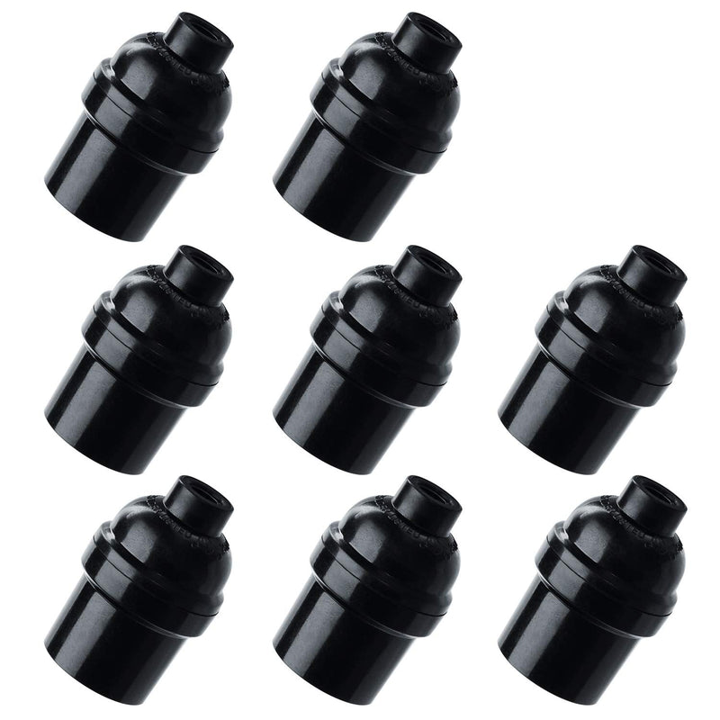 Aplstar E26 E27 Light Socket,8-Pack Black Edison Retro Pendant lamp Holder, E26 E27 Plastic Standard Screw-in Socket Maximum Wattage 250W Heat Resistant Up to 200℃ Fire Resistant Black-8pack