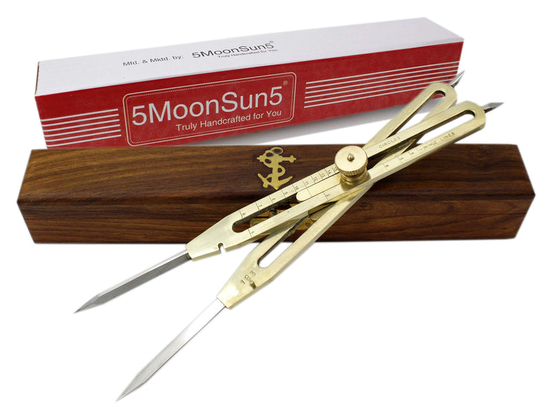 5MoonSun5's Artist Proportional Scale Divider Drawing Tool Professional 9” Long Solid Brass with Heavy Duty Steel Point Executive Promotional drafting gift with Wooden box great tool for art projector 9'' Steel Tip With Wooden Box