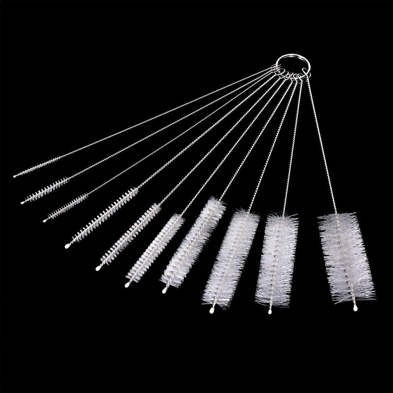Mini Skater Stainless Steel Test Tube Brushes Set, Clean Brushes for Pipes Teapot Tumbler Reusable Long Straw Cleaners Brush for Small Spaces Milk Bottles (White - 10 pcs) White - 10 Pcs