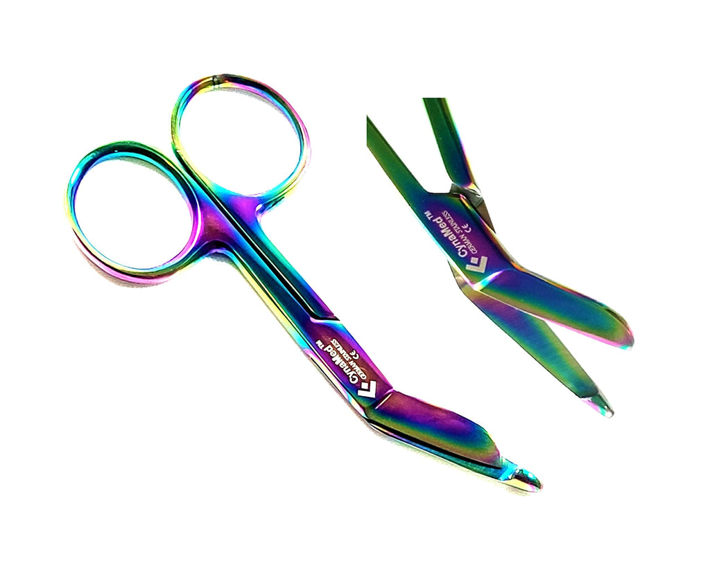 NEW GERMAN 1 Lister Bandage Nurse Scissors 3.5" Multi Titanium Color Rainbow Cynamed