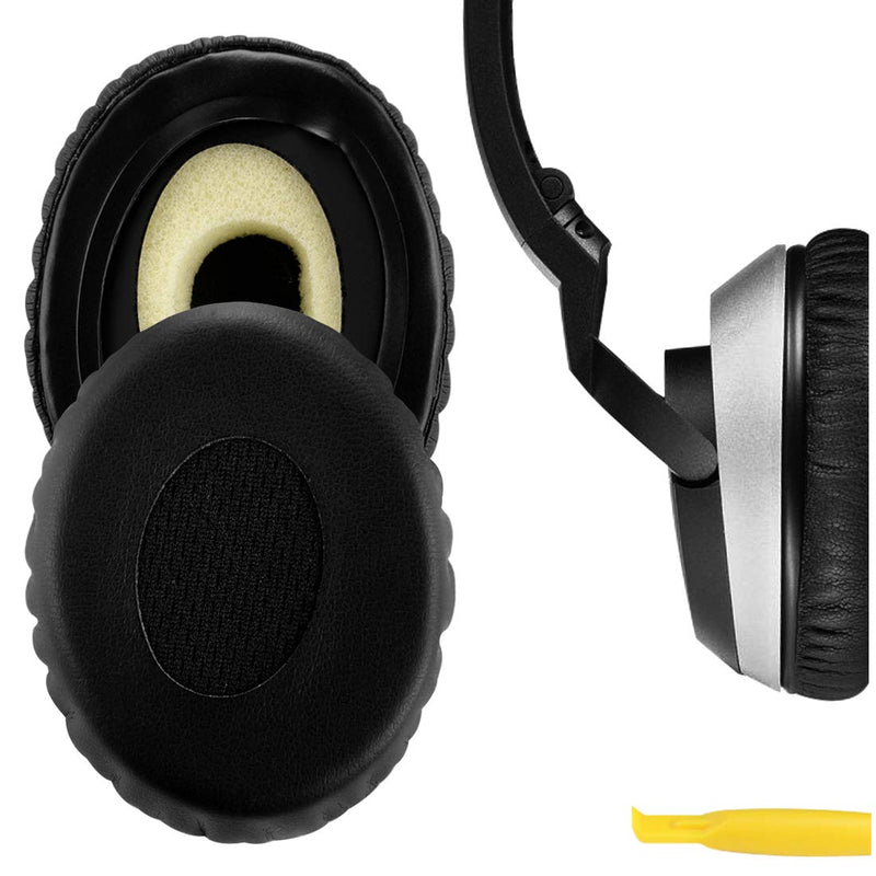 Geekria QuickFit Protein Leather Replacement Ear Pads for Bose On-Ear OE2, OE2i Headphones Earpads, Headset Ear Cushion Repair Parts (Black)
