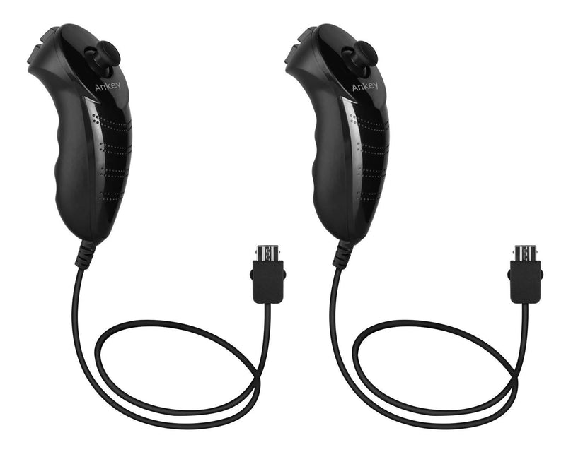 2Packs Nunchuck Controller Remote Replacement for Nintendo Nunchuk Wii Wii U Console Black