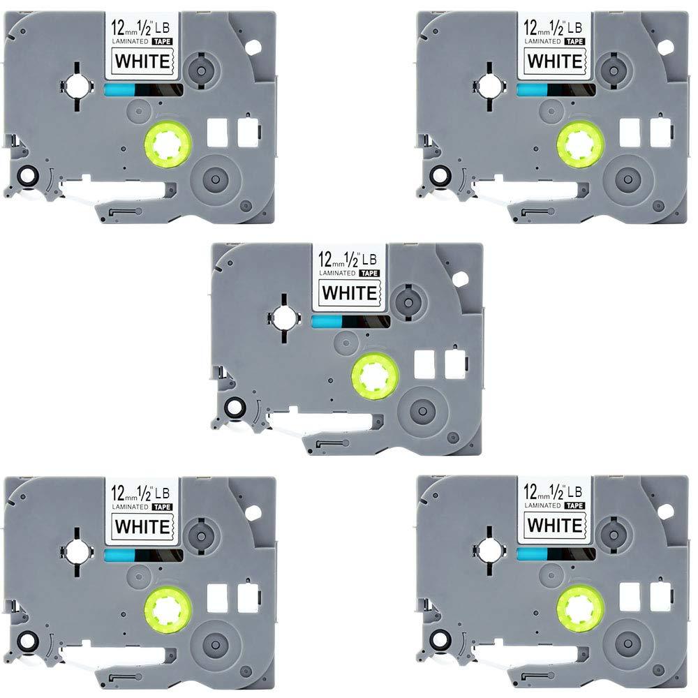 TZ-231,Tze231,Tze-231,LaBold TZ231 Label Tape Replacement for Brother P-Touch, Laminated 0.47" x 26.2 feet(12mm x 8m), compatible with PTD210 PTH100 PTD400AD PTP700 PTD600 PT1230PC etc (5 Pack)