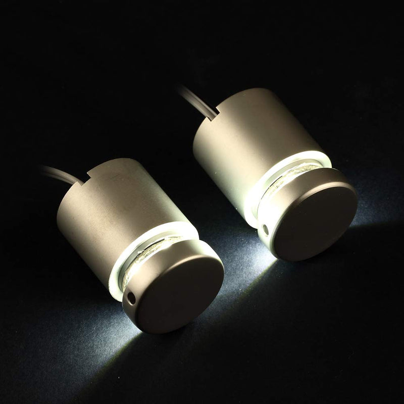 TOPNIKE LED Sign Standoffs 1"×1", Silver Aluminum, White LED Standoff Sign Holder, for Glass, Acrylic and Other Transparent Plates, Pack of 4 LED Standoffs with 1 Power Supply.