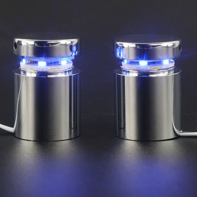 TOPNIKE LED Sign Standoffs 1"×1", Polished Chrome, Blue LED Standoff Sign Holder, for Glass, Acrylic and Other Transparent Plates, Pack of 4 LED Standoffs with 1 Power Supply.