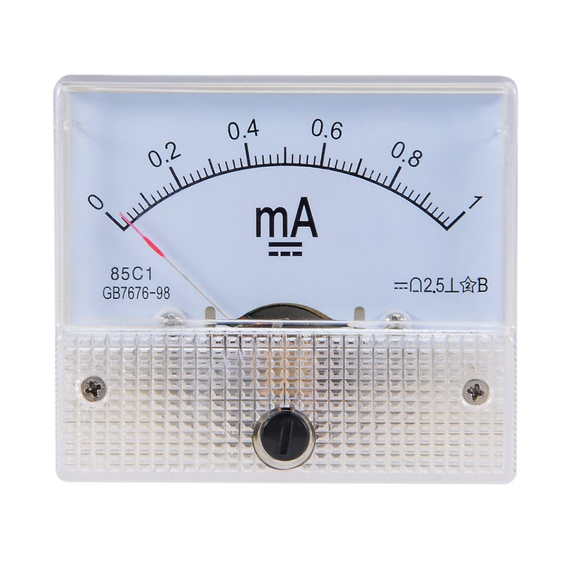 uxcell Analog Current Panel Meter DC 0-1mA 85C1 Ammeter 64x57x56mm for Circuit Testing Charging Battery Ampere Tester Gauge Pack of 1