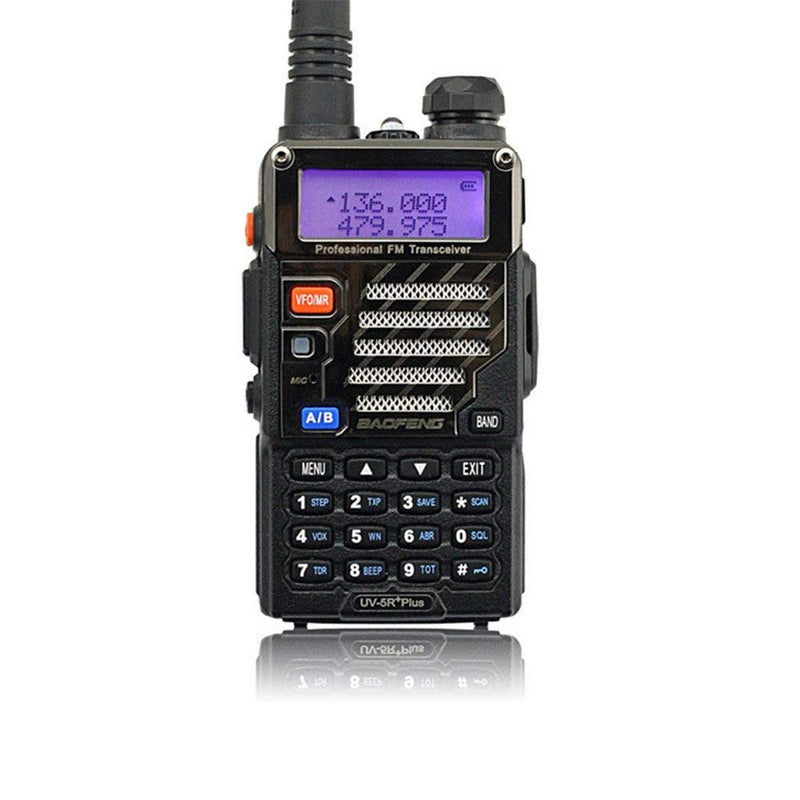 BAOFENG UV-5R+ Plus Two Way Radio, Long Range for Adults Rechargeable with Earpiece, Walkie Talkie for Outdoors, 144-148 420-450MHz, Qualette Series, Black