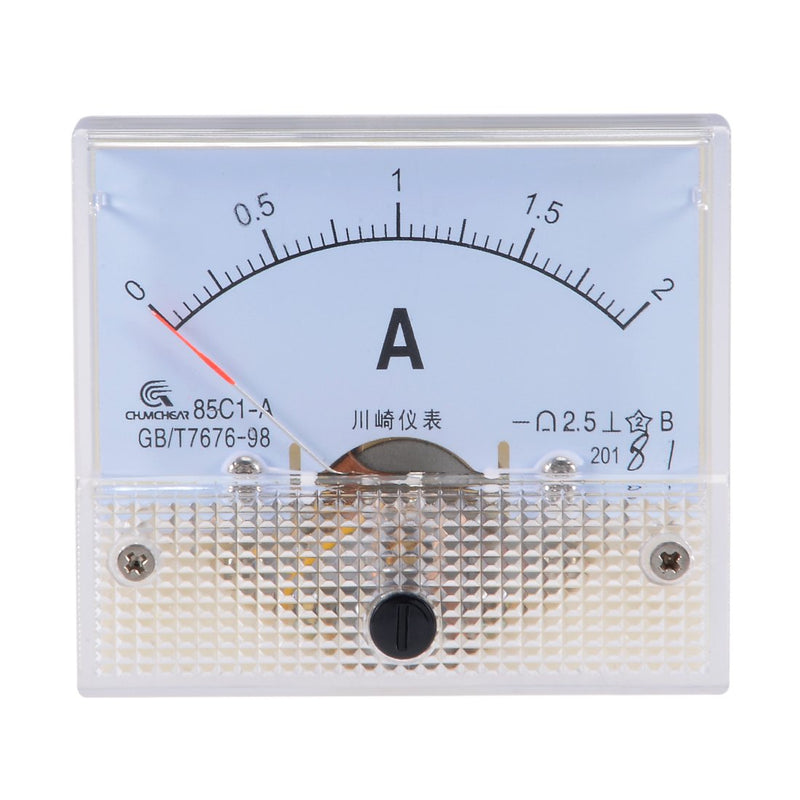 uxcell Analog Current Panel Meter DC 0-2A 85C1 Ammeter 64x60x56mm for Circuit Testing Charging Battery Ampere Tester Gauge Pack of 1