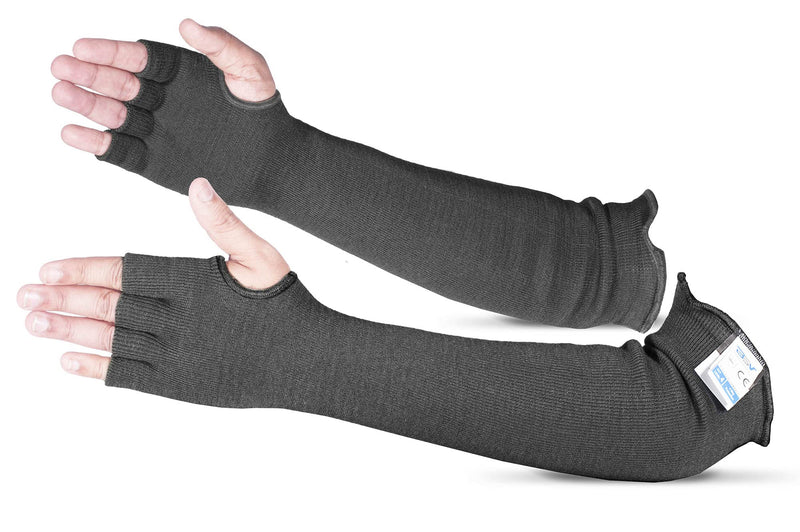 BSV Kevlar Protective Sleeves- Heat, Scratch & Cut Resistant Arm Sleeve with Finger Opening & Thumb Holes- Arms Safety Sleeves- Long Arm Guard Protector for Work- Bite Proof- 18 Inches, Black, 1 Pair