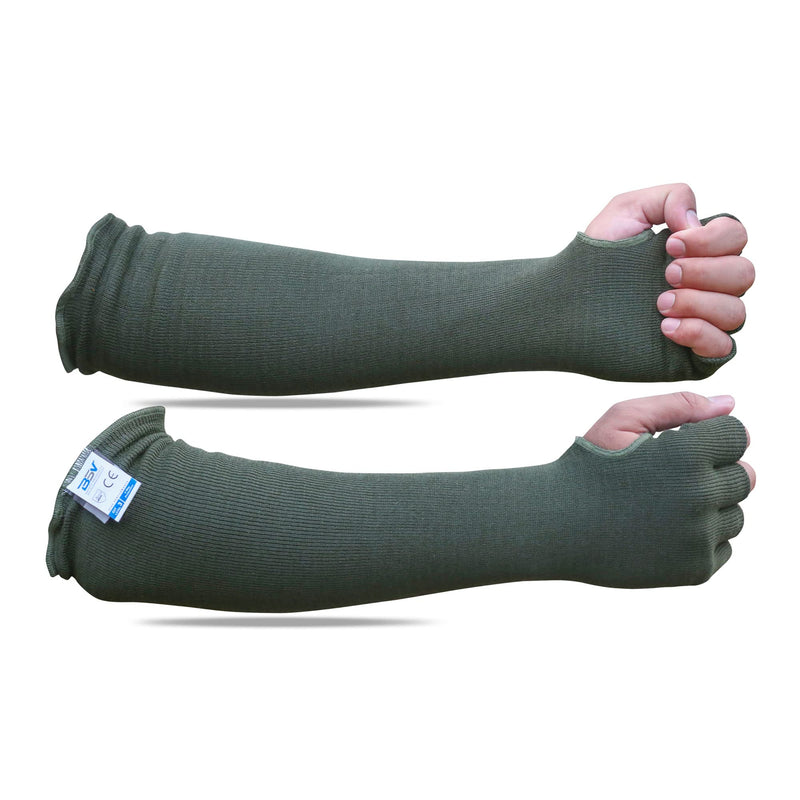 BSV Kevlar Protective Sleeves- Heat, Scratch, Cut & Knife Resistant Sleeve with Finger Opening - Arms Safety Sleeves- Long Arm Guard Protector for Work- Bite Proof- 18 Inches, Sage Green, 1 Pair