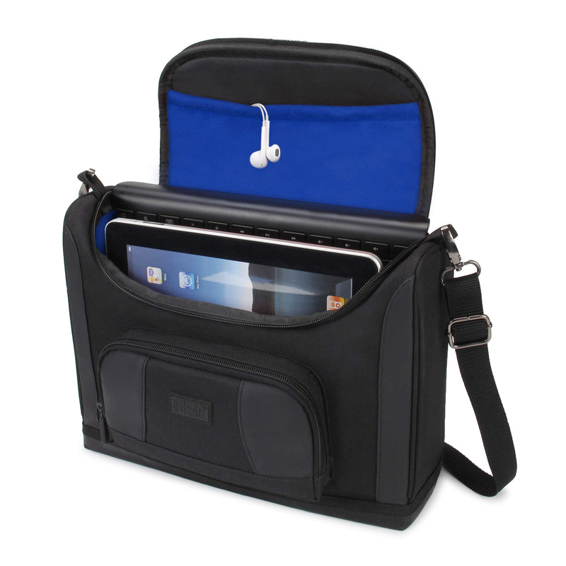USA GEAR Tablet Bag Compatible with 11 inch iPad Pro, 10.9 inch iPad Air, 10.2 inch iPad - Compact Messenger Tablet Bag Blue