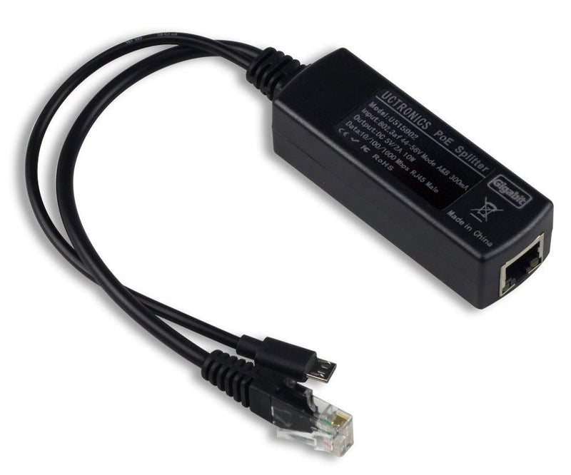 UCTRONICS PoE Splitter Gigabit 5V - Micro USB Power and Ethernet to Raspberry Pi 3B+, Work with Echo Dot, Most Micro USB Security Camera and Tablet - IEEE 802.3af Compliant