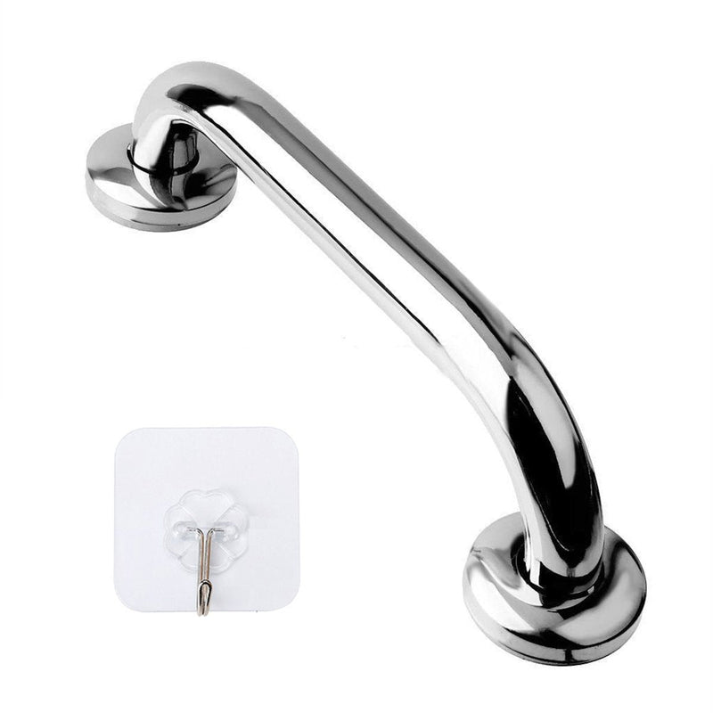 12 Inch Stainless Steel Shower Grab Bar - ZUEXT Shower Handle, Bathroom Balance Bar - Safety Hand Rail Support - Handicap, Elderly, Injury, Senior Assist Bath Handle (w/ Self-adhesive Stick-on Hook) 12Inch Shower Bar-Stainless Steel